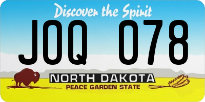 ND license plate JOQ078