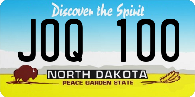 ND license plate JOQ100