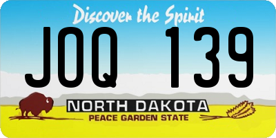 ND license plate JOQ139