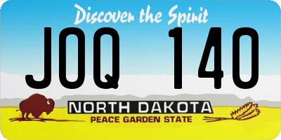 ND license plate JOQ140