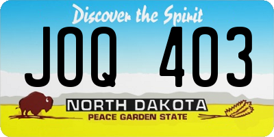 ND license plate JOQ403