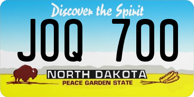 ND license plate JOQ700