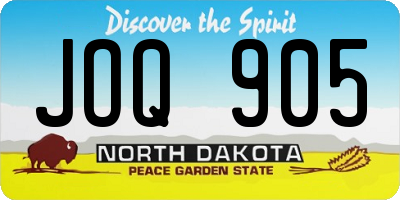 ND license plate JOQ905