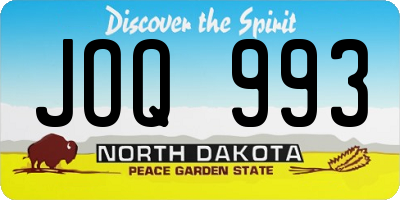 ND license plate JOQ993