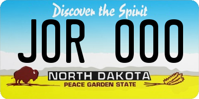ND license plate JOR000