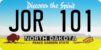 ND license plate JOR101