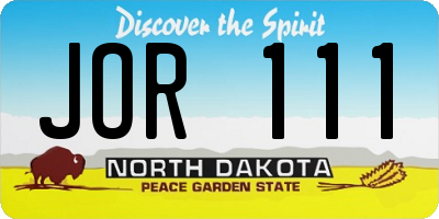 ND license plate JOR111