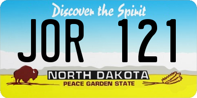 ND license plate JOR121