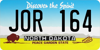 ND license plate JOR164