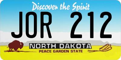 ND license plate JOR212