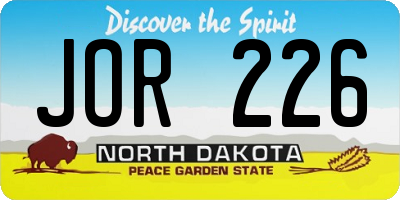 ND license plate JOR226