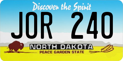 ND license plate JOR240