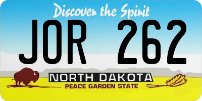 ND license plate JOR262