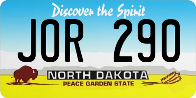 ND license plate JOR290