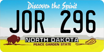 ND license plate JOR296