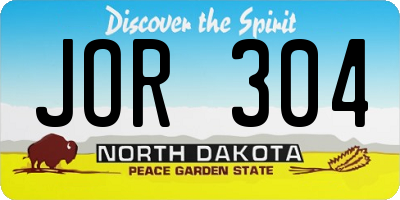 ND license plate JOR304