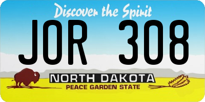 ND license plate JOR308