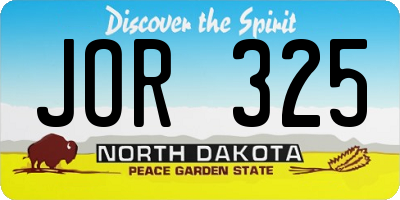 ND license plate JOR325