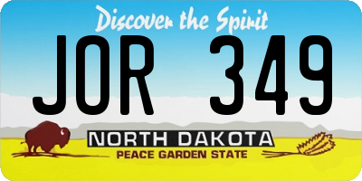 ND license plate JOR349