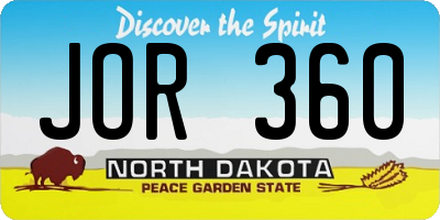 ND license plate JOR360