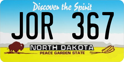 ND license plate JOR367