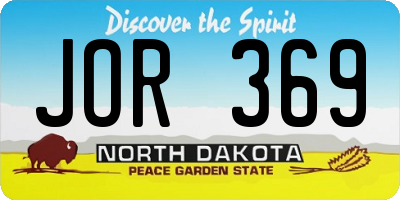 ND license plate JOR369