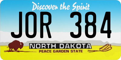 ND license plate JOR384