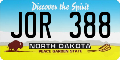 ND license plate JOR388