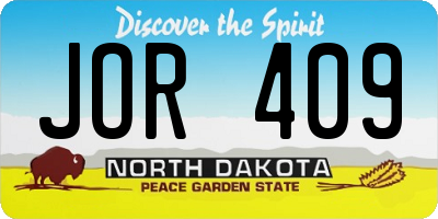 ND license plate JOR409