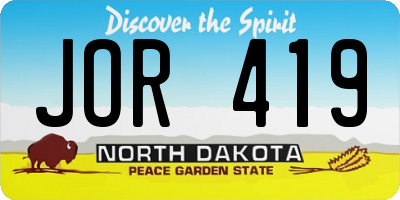 ND license plate JOR419
