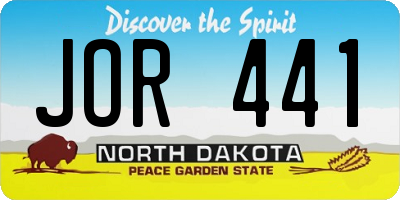 ND license plate JOR441