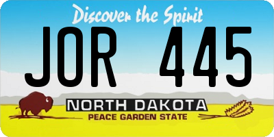 ND license plate JOR445