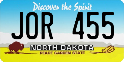ND license plate JOR455