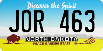 ND license plate JOR463