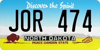 ND license plate JOR474