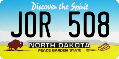 ND license plate JOR508