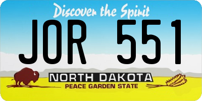 ND license plate JOR551