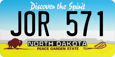 ND license plate JOR571