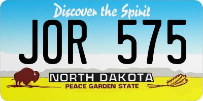 ND license plate JOR575