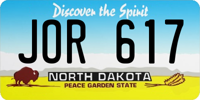 ND license plate JOR617