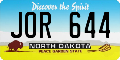 ND license plate JOR644