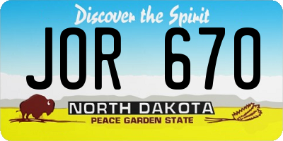 ND license plate JOR670