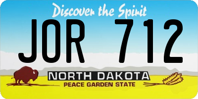 ND license plate JOR712