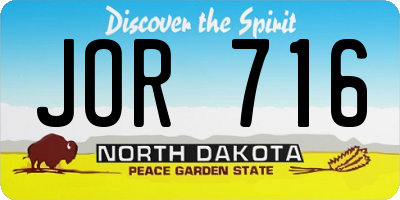 ND license plate JOR716