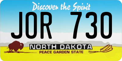 ND license plate JOR730