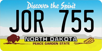 ND license plate JOR755