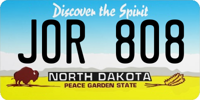 ND license plate JOR808