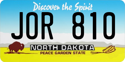 ND license plate JOR810