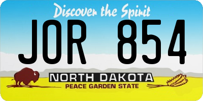 ND license plate JOR854