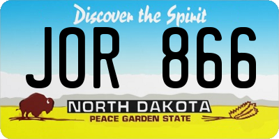 ND license plate JOR866